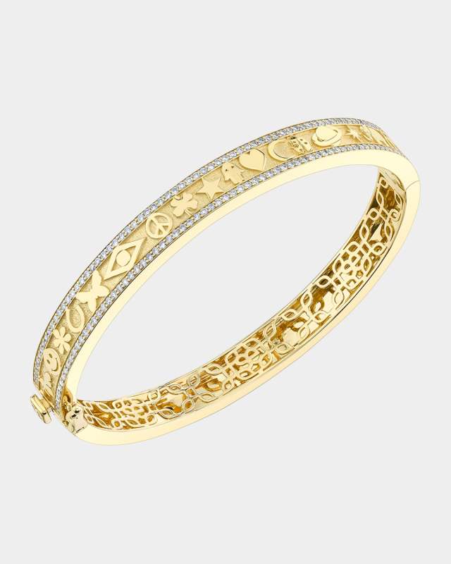 14K Diamond Pave Icon Bangle Bracelet